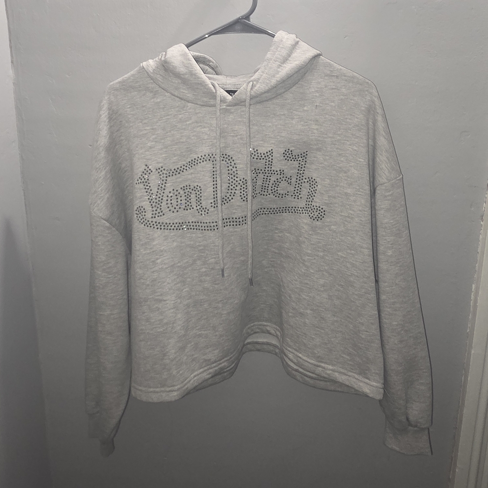🆕️True Religion Gray Rhinestone Cropped Hoodie ✨ Y2K Streetwear - Picture 4 of 9